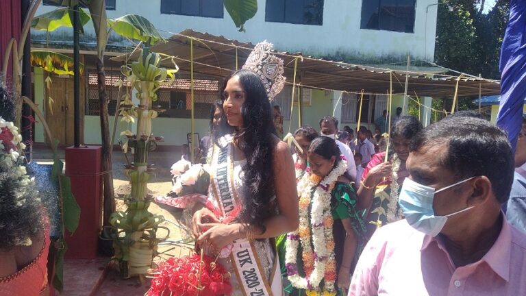 பிரித்தானியாவின் உலக அழகி அம்பாறையின் தமிழர் பகுதிக்கு விஜயம்!